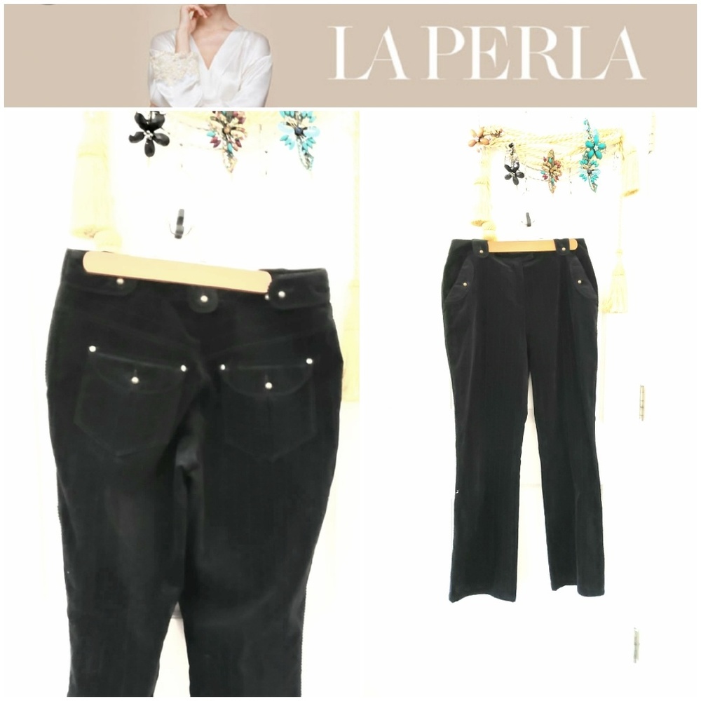 La Perla stripped corderoy brass embellished pants